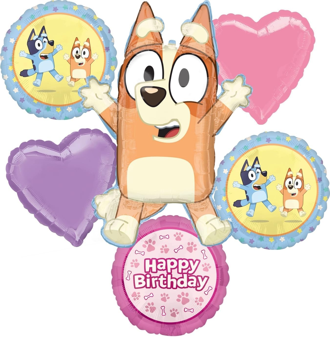 Bluey Heeler Bingo Heeler Dog Foil 3D Balloon Bouquet 6 Pcs Decoration Party Birthday Decor Gift