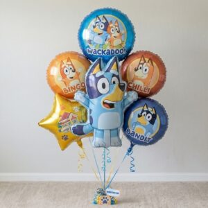 Bluey Heeler Foil 3D Balloon Bouquet 6 Pcs Decoration Party Birthday Decor Gift