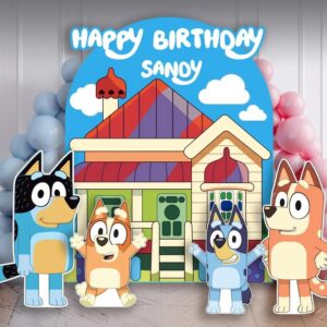 Bluey and Family Backdrop Coroplast Cutout Yard Sign Life Size Prop Decoration Party Birthday