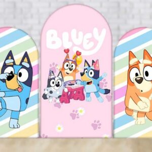 Bluey Bingo and Friends Dancing Fabric Arch Cover Backdrop Background 7.2ft by 4ft Life Size Prop Decoration Party Birthday