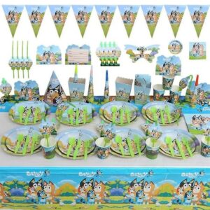 Bluey and Friends Green Nature Mega Birthday Party Supplies Banner Napkins Cups Cutlery Plates Tablecloth 16 Guests