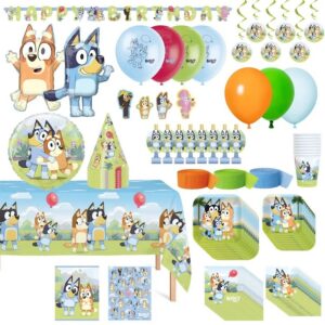 Bluey and Friends Ultimate Birthday Party Supplies Banner Napkins Cups Cutlery Plates Tablecloth Balloon Party Hats Favors