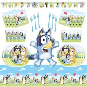 Bluey and Friends Birthday Party Supplies Banner Napkins Cups Cutlery Plates Tablecloth Balloon
