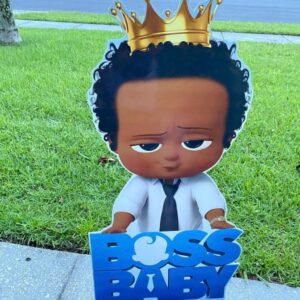 Boss Baby Black Boy King 3 Foot Coroplast Cutout Yard Sign Life Size Prop Decoration Party Birthday