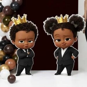 King Queen Boss Baby Black Boy Girl African American Coroplast Cutout Yard Sign Life Size Prop Decoration Party Birthday