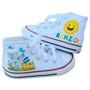 Personalized Name Birthday Canticos Chicks White High Top Sneaker Custom Shoes Gift