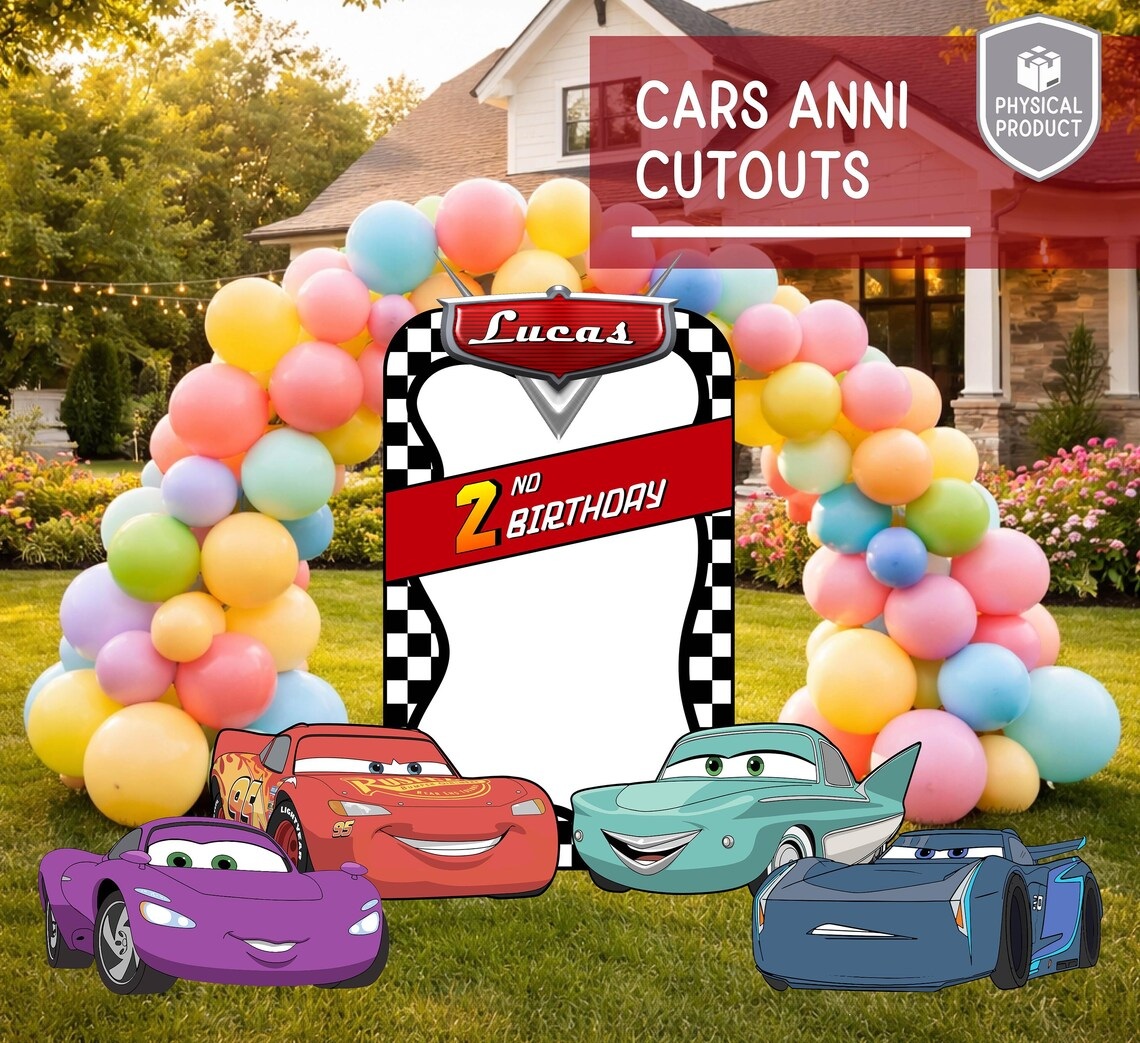 Cars Lightning McQueen 2 Foot Coroplast Cutout Yard Sign Life Size Prop Decoration Party Birthday