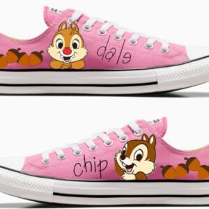Personalized Name Birthday Chip and Dale Signatures Pink Low Top Sneaker Custom Shoes Gift