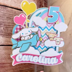 Custom Hello Kitty Cinnamoroll 3D Cake Topper Personalized Birthday Party Decor Custom Name & Age
