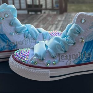 Personalized Name Birthday Princess Cinderella White High Top Sneaker Custom Shoes Gift
