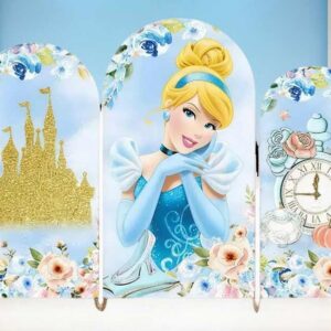 Princess Cinderella Fabric Arch Cover Backdrop Background 7.2ft by 4ft Life Size Prop Decoration Party Birthday
