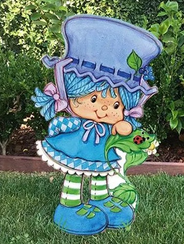 Classic Strawberry Shortcake Blueberry Muffin 4 Foot Coroplast Cutout Yard Sign Life Size Prop Decoration Party Birthday