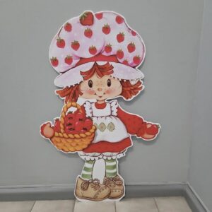Classic Strawberry Shortcake with Basket 4 Foot Coroplast Cutout Backdrop Yard Sign Life Size Prop Decoration Party Birthday