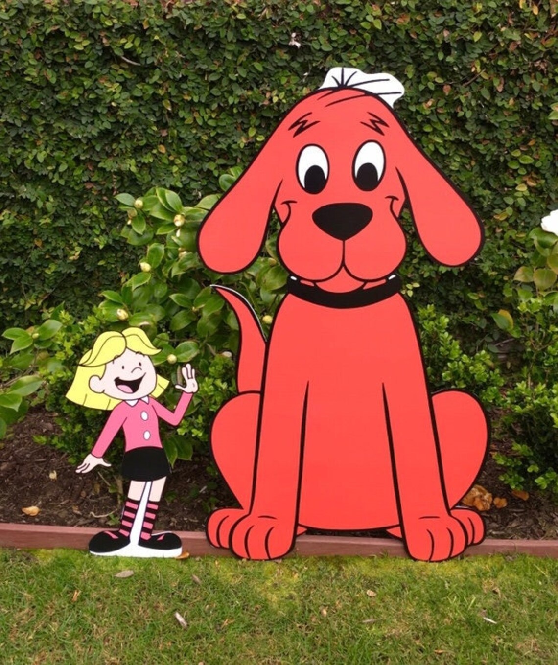 Clifford the Big Red Dog Emily Elizabeth Coroplast Cutout Yard Sign Life Size Prop Decoration Party Birthday