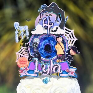 Custom Coraline 3D Cake Topper Personalized Birthday Party Decor Custom Name & Age