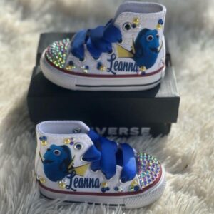 Personalized Name Birthday Finding Dory White High Top Sneaker Custom Shoes Gift