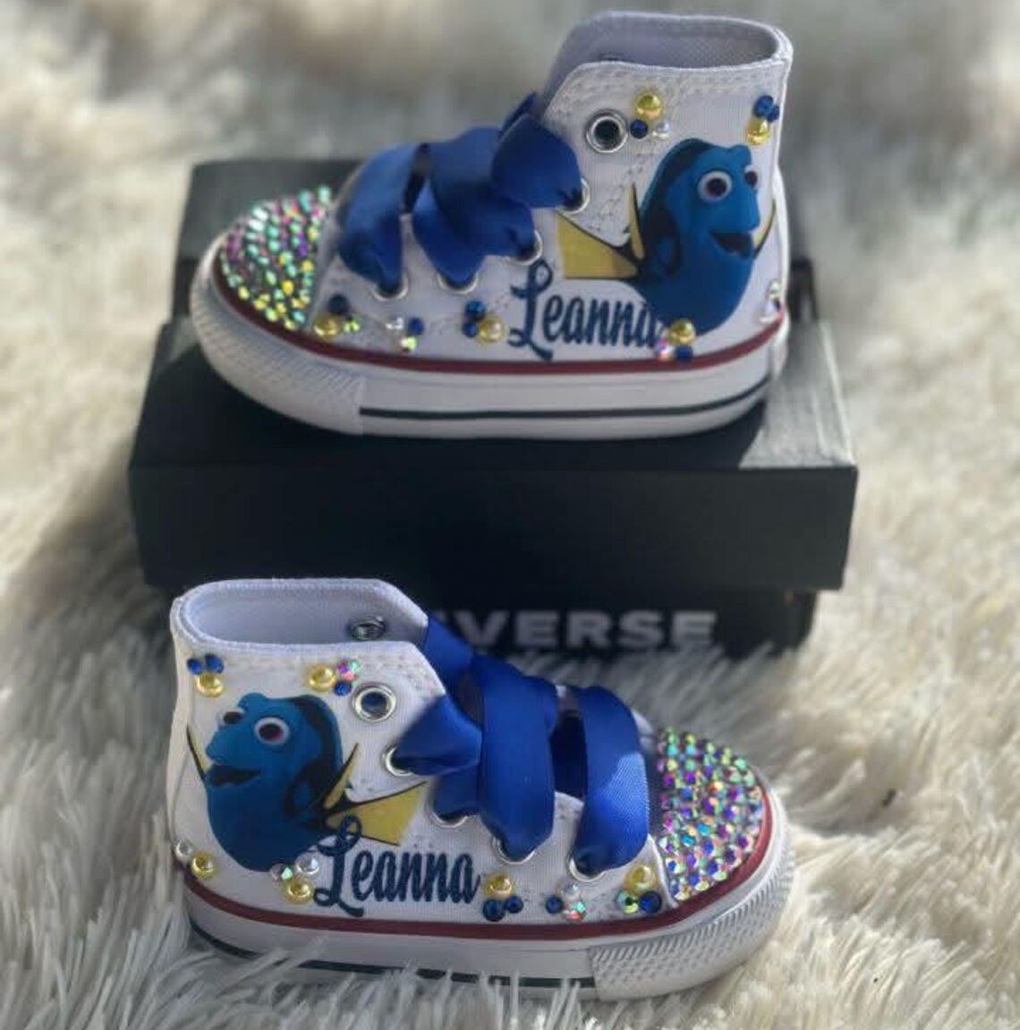 Personalized Name Birthday Finding Dory White High Top Sneaker Custom Shoes Gift