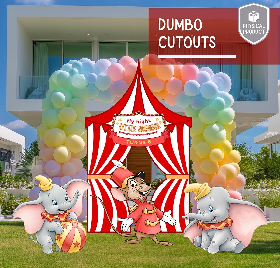 Dumbo the Elephant Circus 3 Foot Coroplast Cutout Yard Sign Life Size Prop Decoration Party Birthday