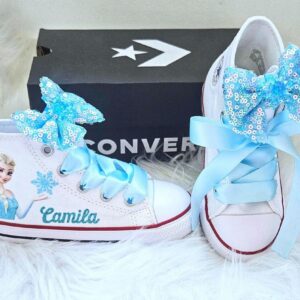 Personalized Name Birthday Frozen Princess Queen Elsa White High Top Sneaker Custom Shoes Gift