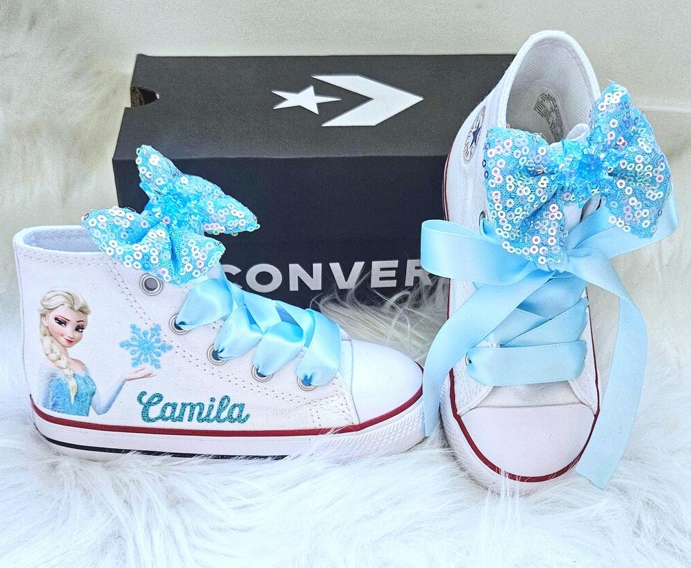 Personalized Name Birthday Frozen Princess Queen Elsa White High Top Sneaker Custom Shoes Gift