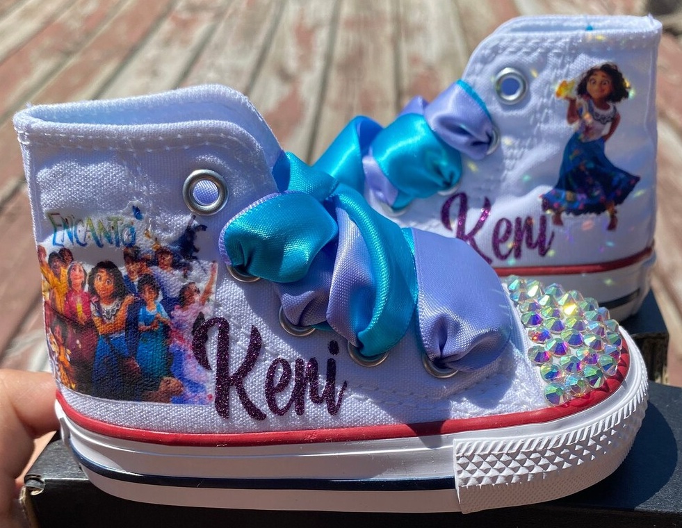Personalized Name Birthday Encanto Mirabel Girls White High Top Sneaker Custom Shoes Gift