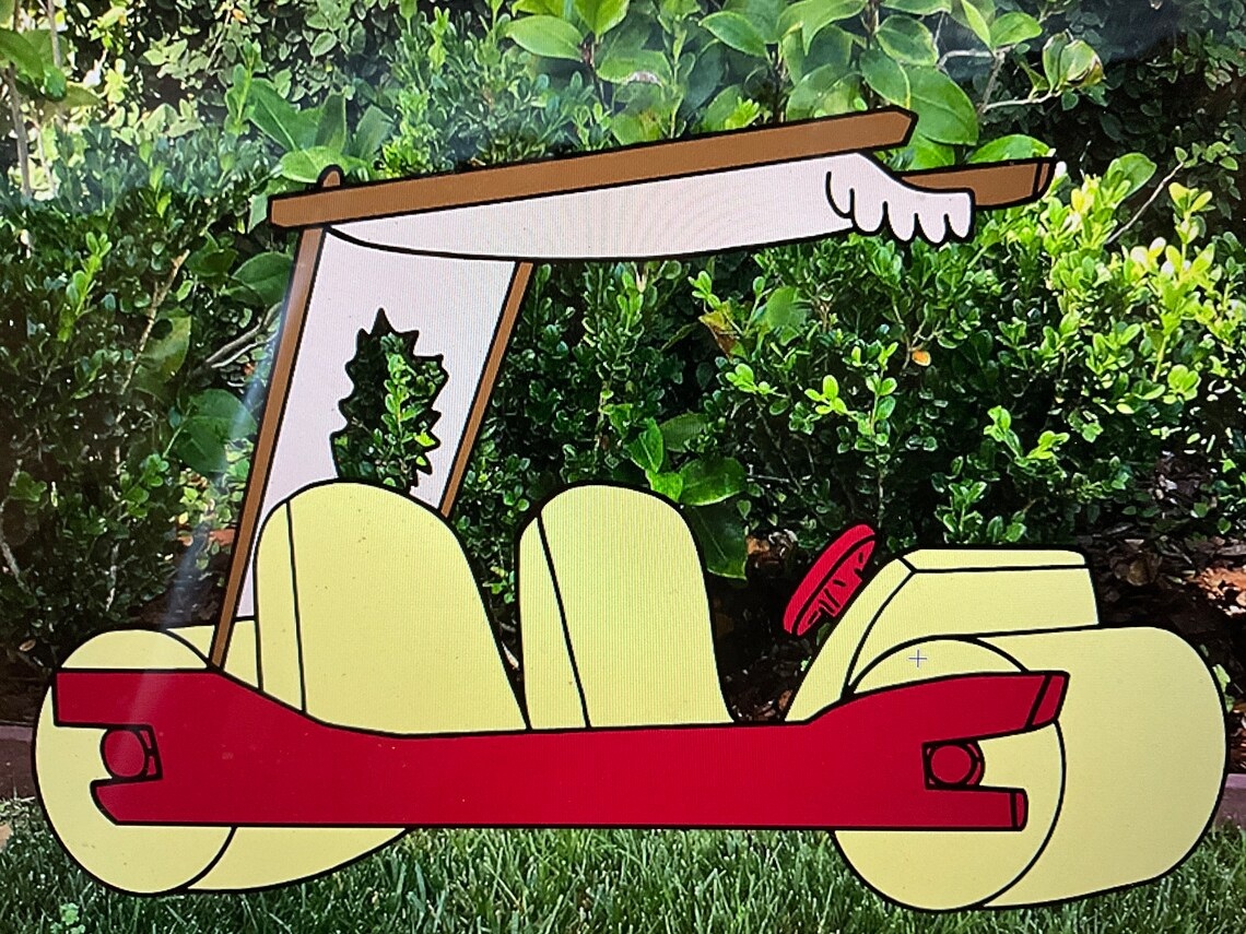 The Flintstones Car 5 Foot Coroplast Cutout Yard Sign Life Size Prop Decoration Party Birthday