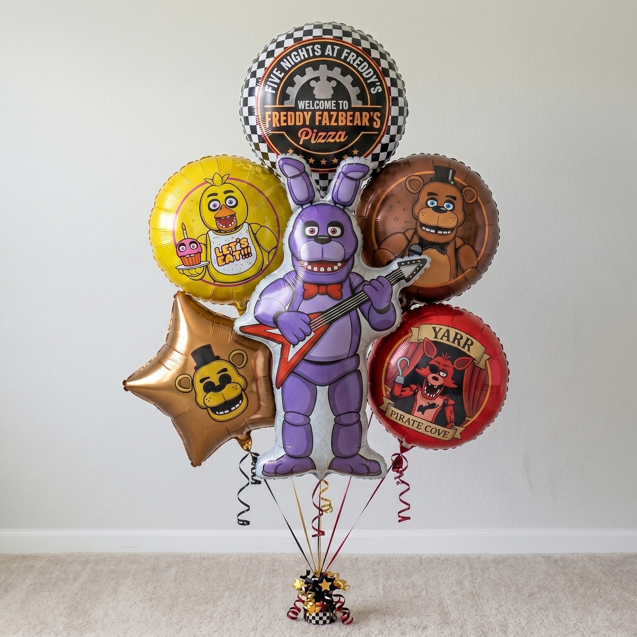FNAF Five Nights at Freddy's Bonnie Foil 3D Balloon Bouquet 6 Pcs Decoration Party Birthday Decor Gift