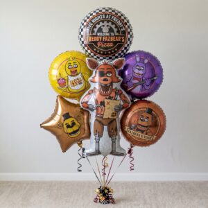 FNAF Five Nights at Freddy's Foxy Foil 3D Balloon Bouquet 6 Pcs Decoration Party Birthday Decor Gift