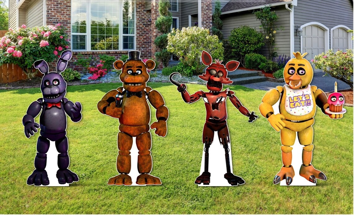 FNAF Five Nights at Freddy's Characters Coroplast Cutout Yard Sign Life Size Prop Decoration Party Birthday