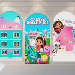 Gabby's Dollhouse Personalized Fabric Arch Cover Backdrop Background 7.2ft by 4ft Life Size Prop Decoration Party Birthday