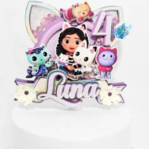 Custom Gabby's Dollhouse 3D Cake Topper Personalized Birthday Party Decor Custom Name & Age