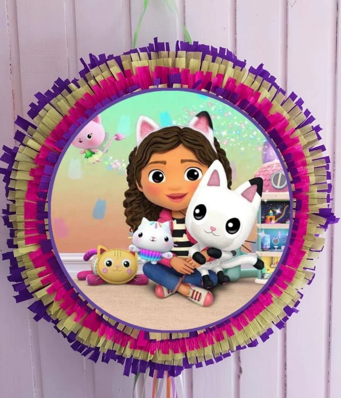 Gabby's Dollhouse and Kitty Friends Round 3D Pinata 24" inch Decoration Party Birthday Decor Gift