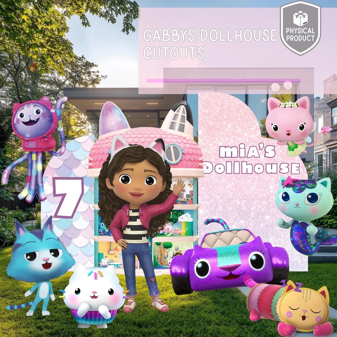 Gabby's Dollhouse 4 Foot Coroplast Cutout Yard Sign Life Size Prop Decoration Party Birthday