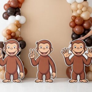 Curious George Monkey Fingers Up Coroplast Cutout Yard Sign Life Size Prop Decoration Party Birthday