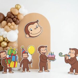 Curious George Monkey Presents Cake Balloon Coroplast Cutout Yard Sign Life Size Prop Decoration Party Birthday