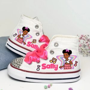 Personalized Name Birthday Gracie's Corner Music Notes White High Top Sneaker Custom Shoes Gift