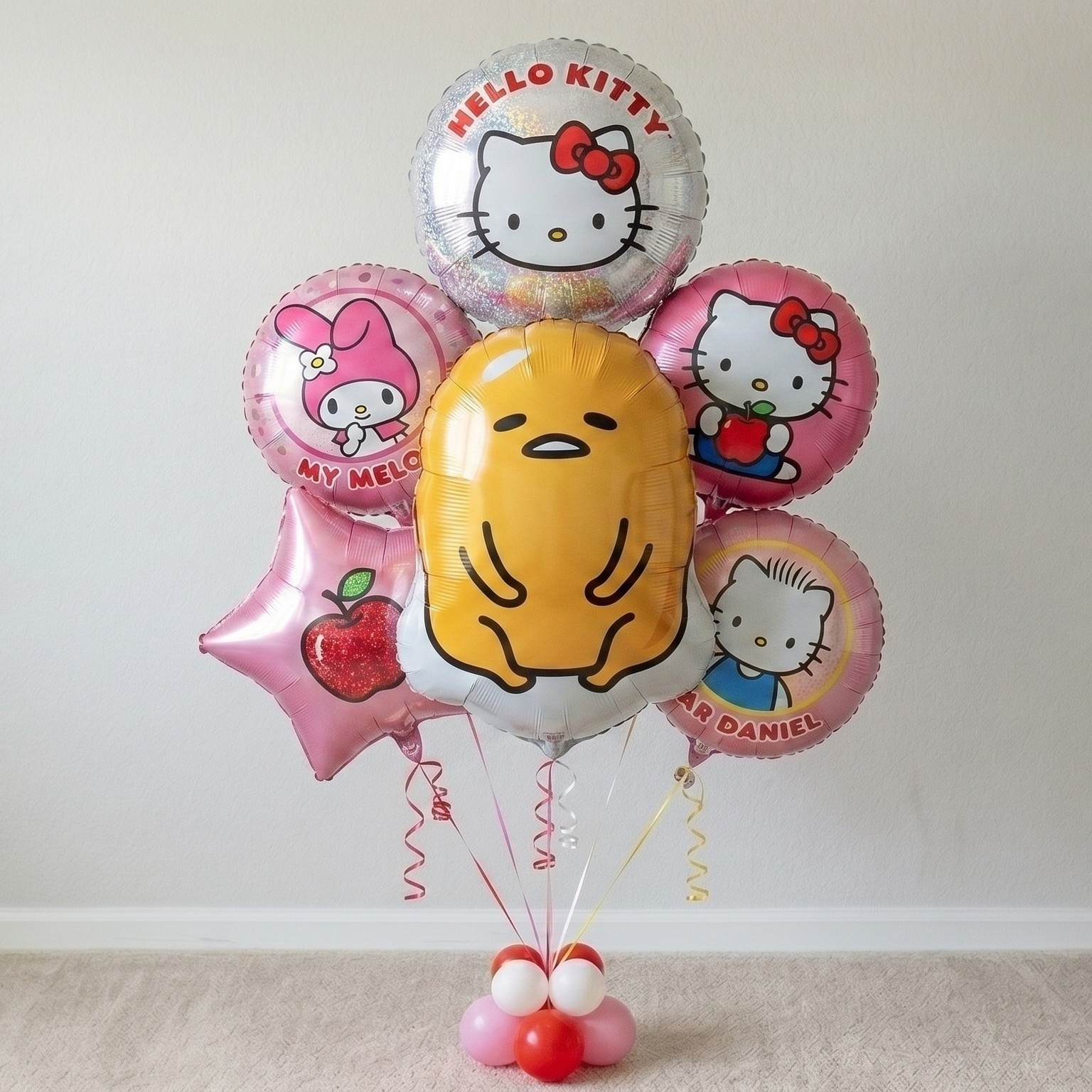 Hello Kitty Gudetama Foil 3D Balloon Bouquet 6 Pcs Decoration Party Birthday Decor Gift