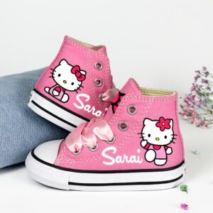 Personalized Name Birthday Hello Kitty Pink High Top Sneaker Custom Shoes