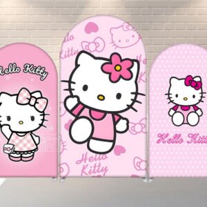 Hello Kitty Pink Fabric Arch Cover Backdrop Background 7.2ft by 4ft Life Size Prop Decoration Party Birthday