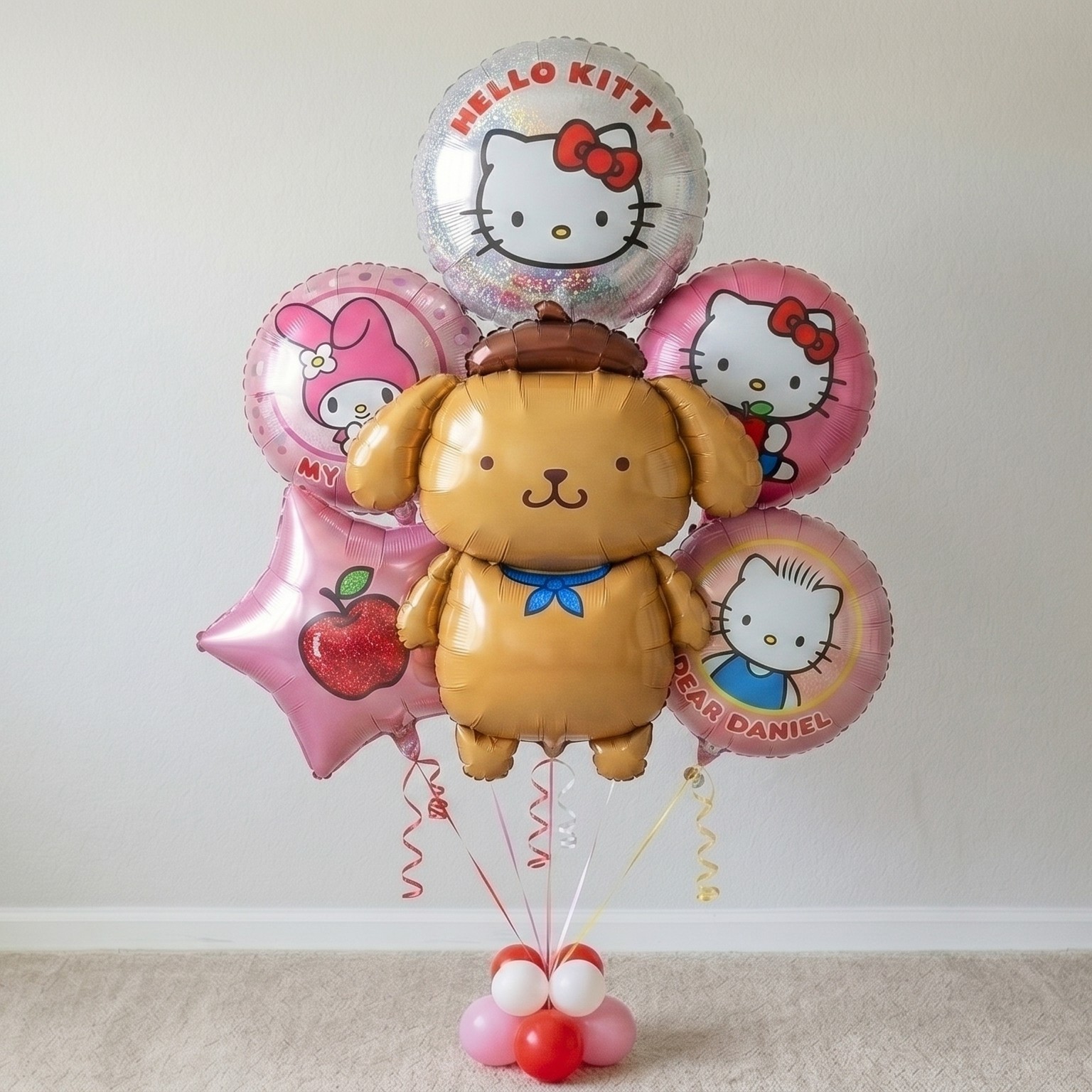 Hello Kitty Pompompurin Foil 3D Balloon Bouquet 6 Pcs Decoration Party Birthday Decor Gift