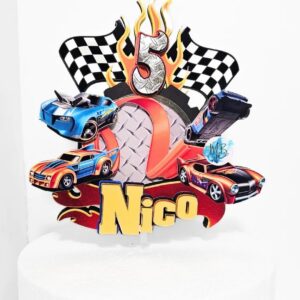 Custom Hot Wheels 3D Cake Topper Personalized Birthday Party Decor Custom Name & Age