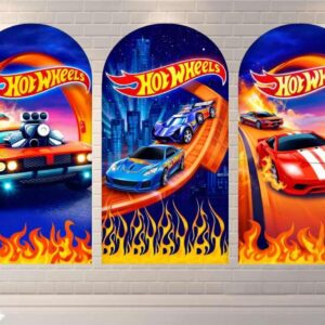 Hot Wheels Cars Fabric Arch Cover Backdrop Background 7.2ft by 4ft Life Size Prop Decoration Party Birthday