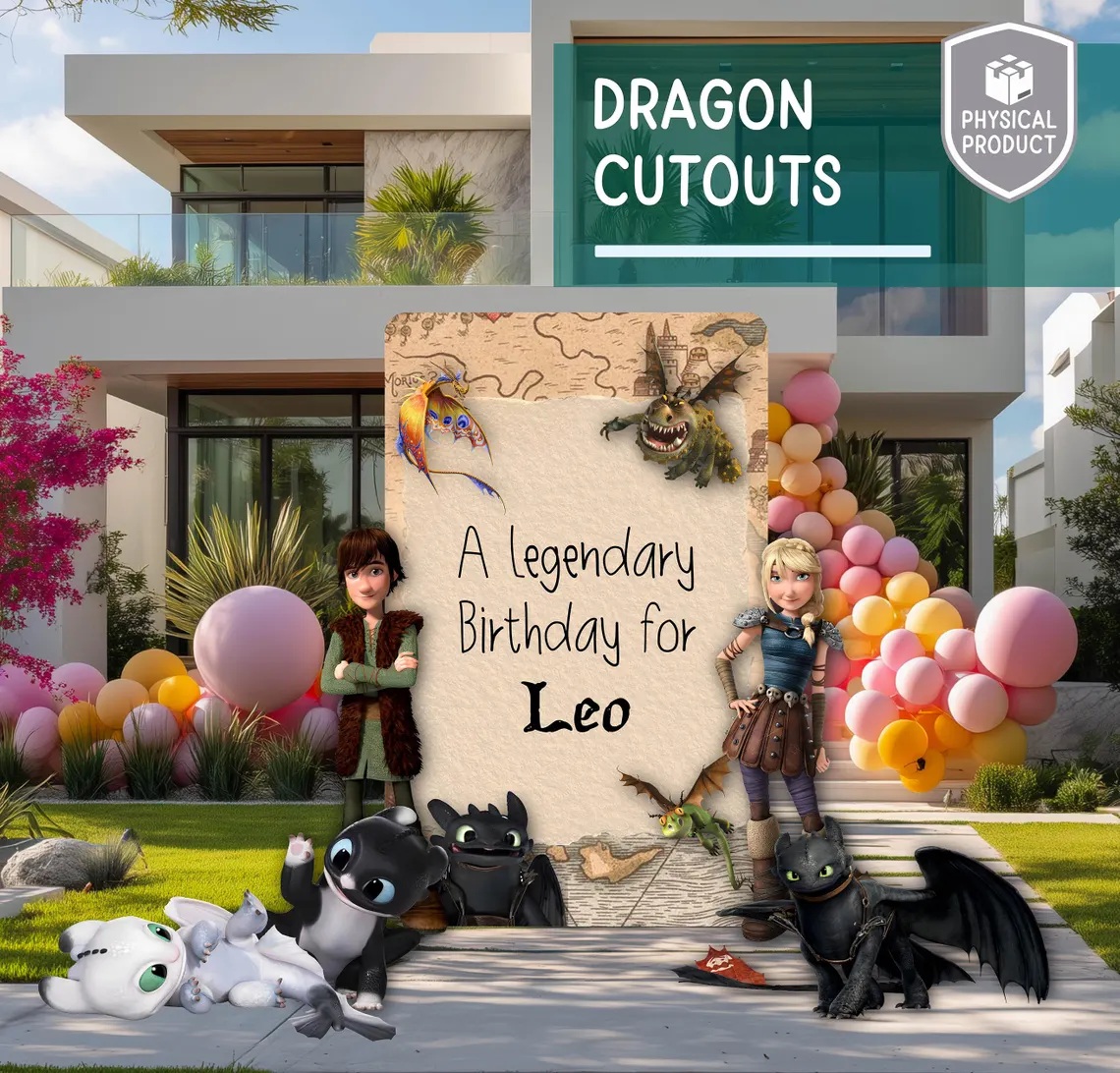 How to train your Dragon 4 Foot Coroplast Cutout Yard Sign Life Size Prop Decoration Party Birthday