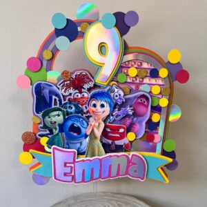 Custom Inside Out 3D Cake Topper Personalized Birthday Party Decor Custom Name & Age