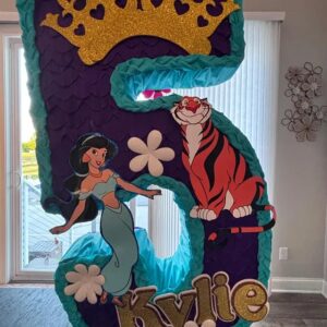 Princess Jasmine and Tiger Aladdin Number Personalized 3D Pinata 24" inch Decoration Party Birthday Decor Gift