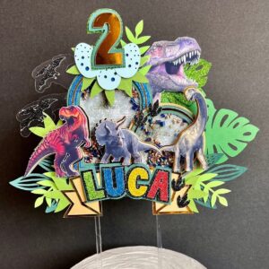 Custom Jurassic Park World Dinosaurs 3D Cake Topper Personalized Birthday Party Decor Custom Name & Age