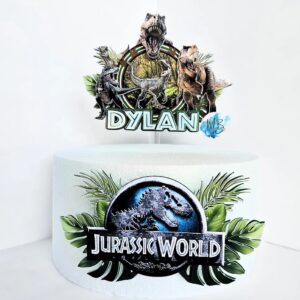 Custom Jurassic World 3D Cake Topper Personalized Birthday Party Decor Custom Name & Age