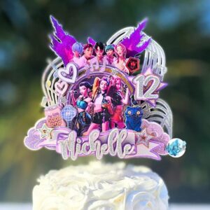 Custom KPop Demon Hunter Huntrix 3D Cake Topper Personalized Birthday Party Decor Custom Name & Age