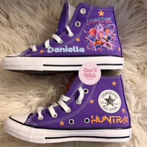 Personalized Name Birthday Kpop Demon Hunters Huntrix Group Purple High Top Sneaker Custom Shoes Gift
