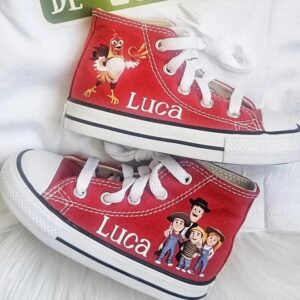 Personalized Name Birthday La Granja Farm Farmer Red High Top Sneaker Custom Shoes Gift